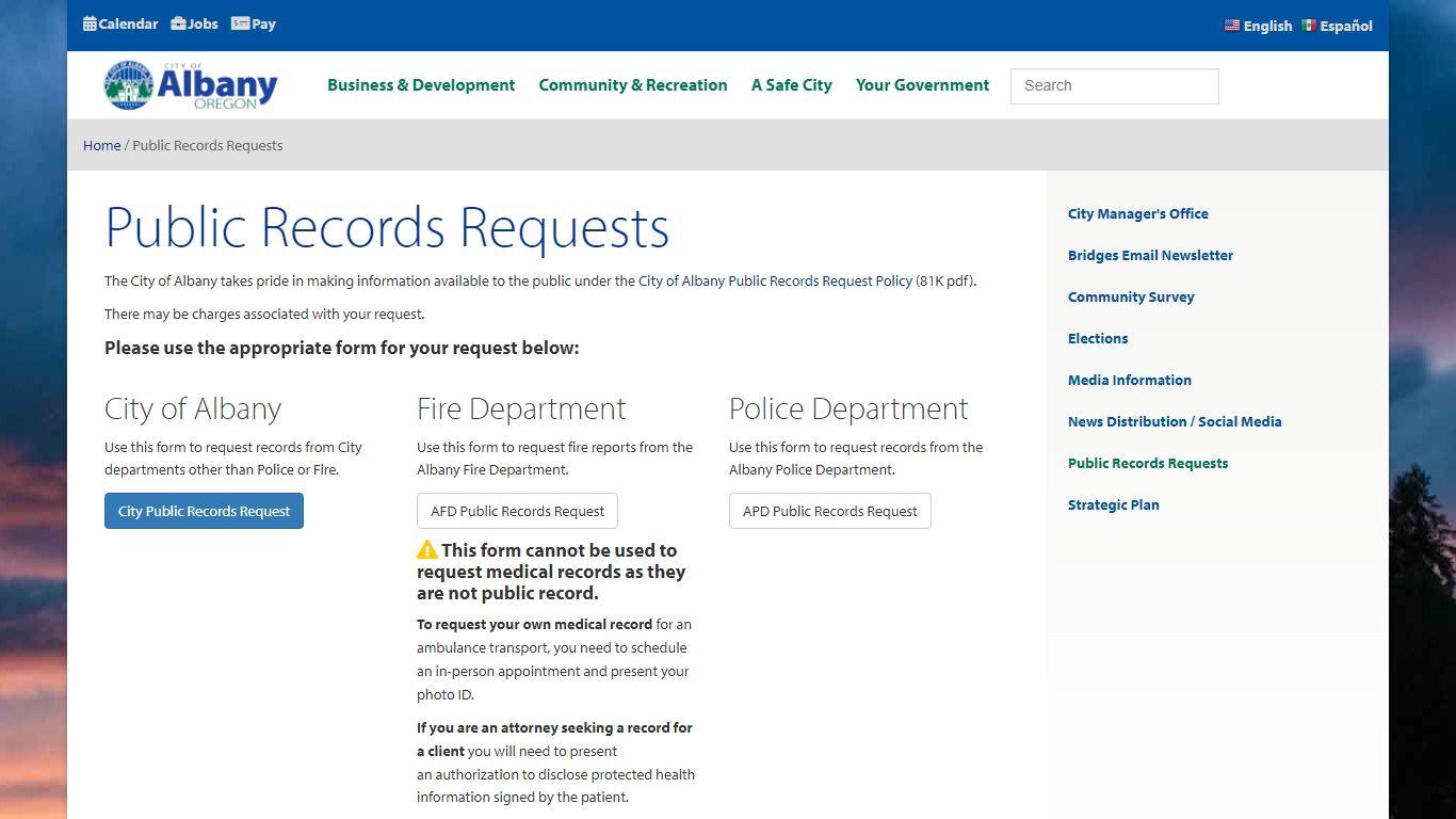 Public Records Requests - City of Albany, Oregon